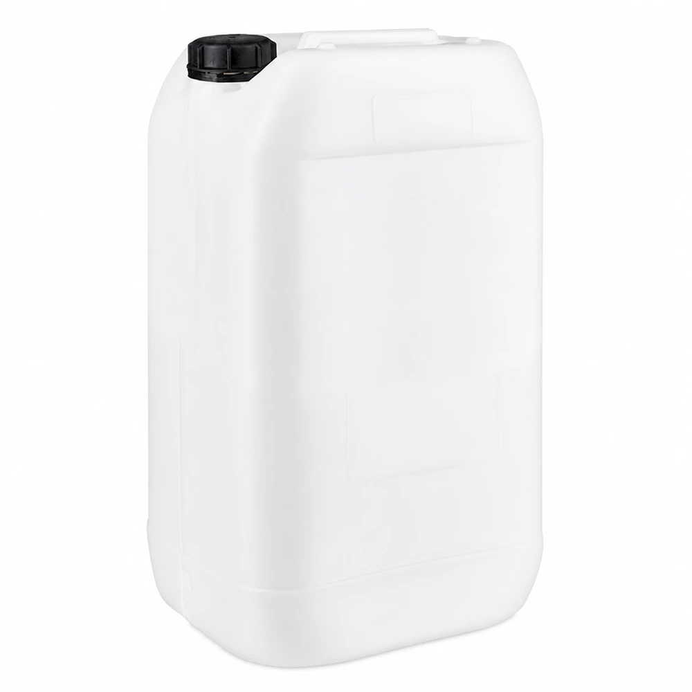 15 liters dunk med invändigt skruvlock Vit 15-liters plastdunk med svart skruvlock av HDPE
