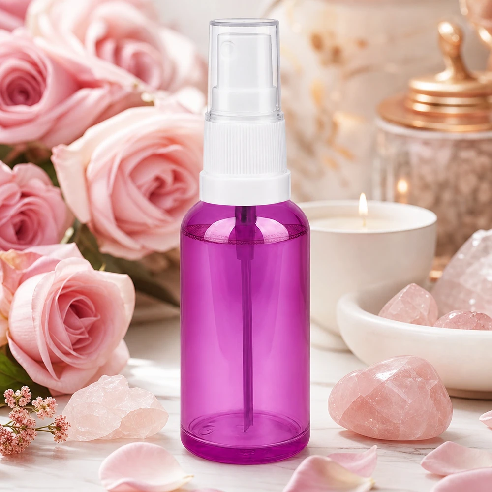 50ml sprayflaska vit/transparent Standard PurpleLine UT18/50 Elegant 50 ml sprayflaska i PurpleLine-design för hemmagjorda toners och toners