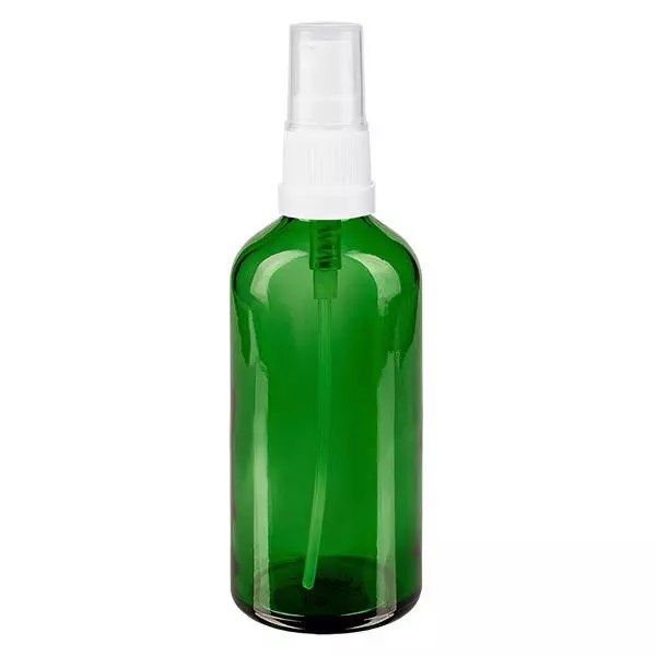 Apoteksflaska grön 100ml spray topp vit Apoteksflaska grön 100ml spray topp vit
