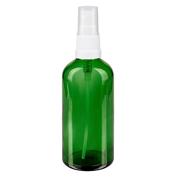 Apoteksflaska grön 100ml spray topp vit Apoteksflaska grön 100ml spray topp vit