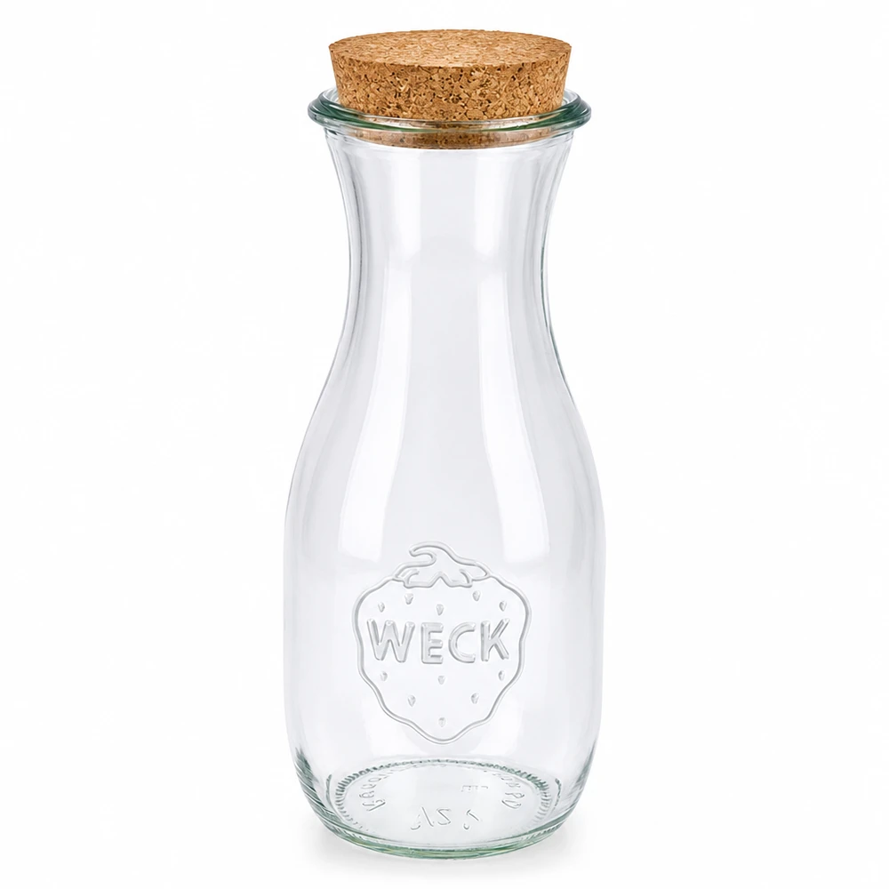 530ml juiceflaska WECK RR60 med kork naturell WECK juiceflaska 530 ml av glas med RR60-förslutning av naturkork transparent tom konserveringsburk förvaringsburk