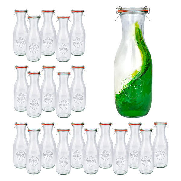Set med 24 Weck jars 1062ml juiceflaska med 24 glaslock,