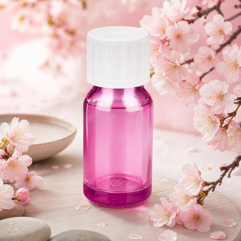Transparent 10 ml flaska med KiSi-lock för flytande kosmetiska produkter i violett