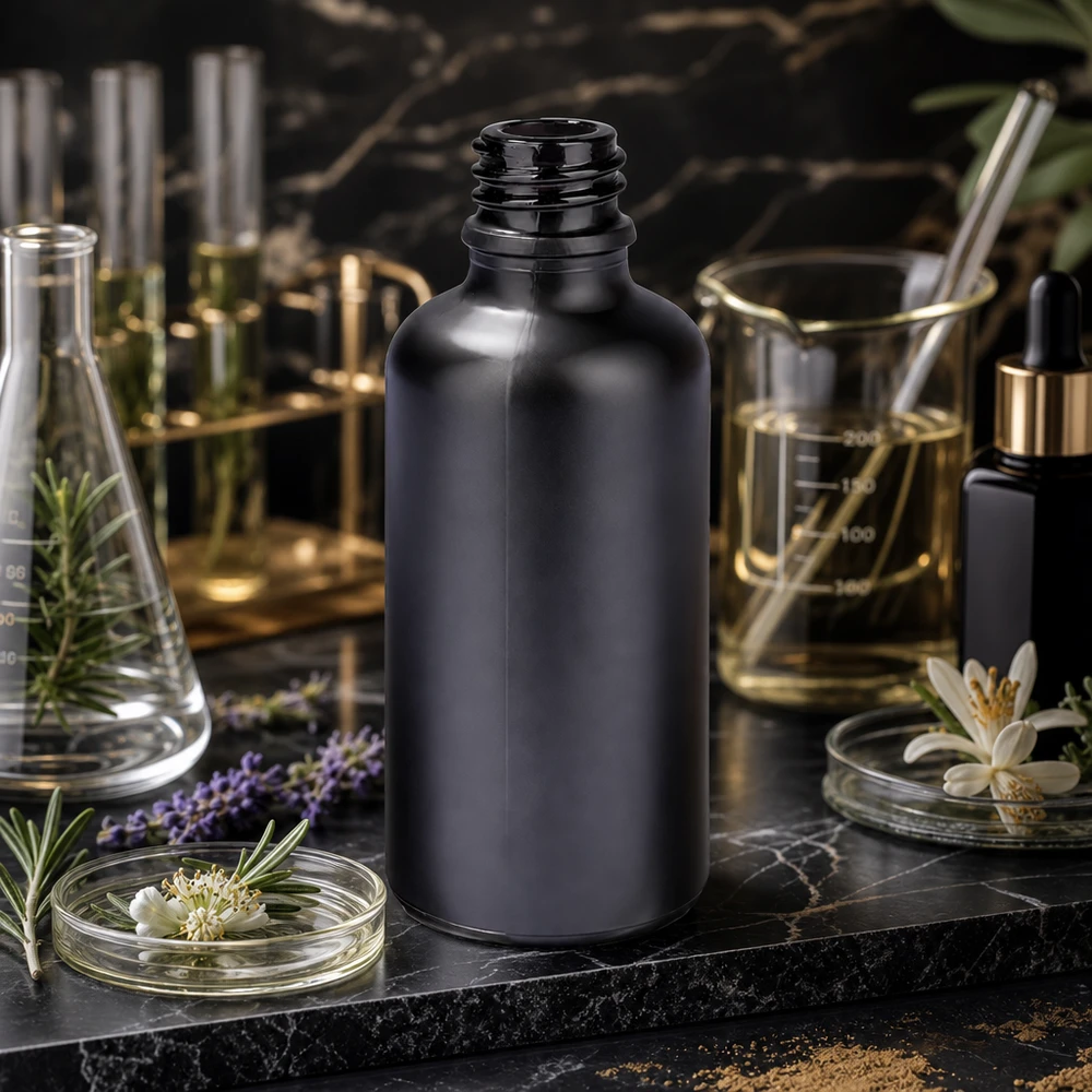 50ml apoteksflaska BlackLine UT18/50 UNiTWIST Snygg 50 ml apoteksflaska BlackLine UT18/50 UNiTWIST med matt yta för aromaterapi