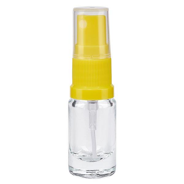 Apoteksflaska klar 5ml spraylock gul Apoteksflaska klar 5ml spraylock gul