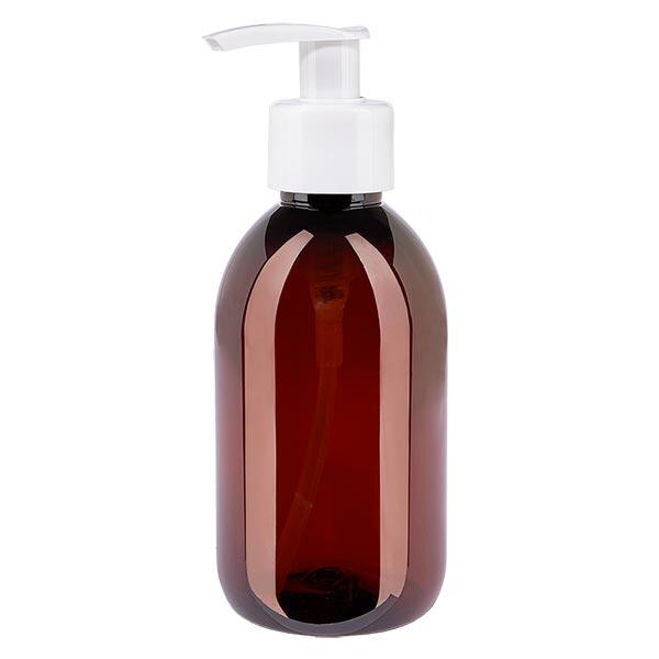 PET-flaska 250ml med dispenserpump vit