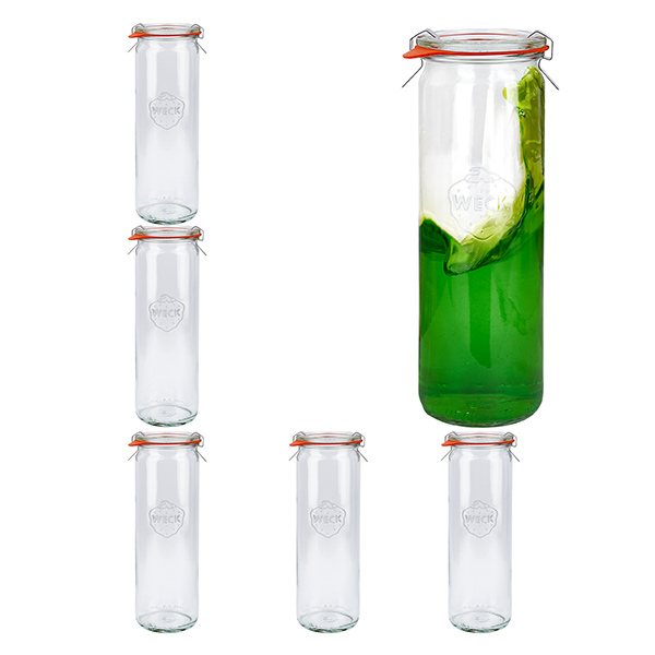 Set med 6 Weck 600ml cylinderburkar, 1/2L Krossade glasögon