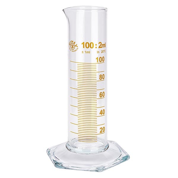 100ml mätcylinder NF tillverkad av glas, brun skala