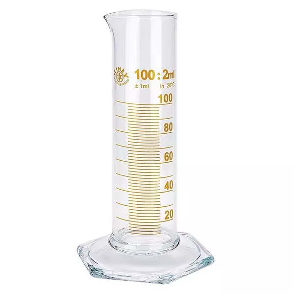 100ml mätcylinder NF tillverkad av glas, brun skala