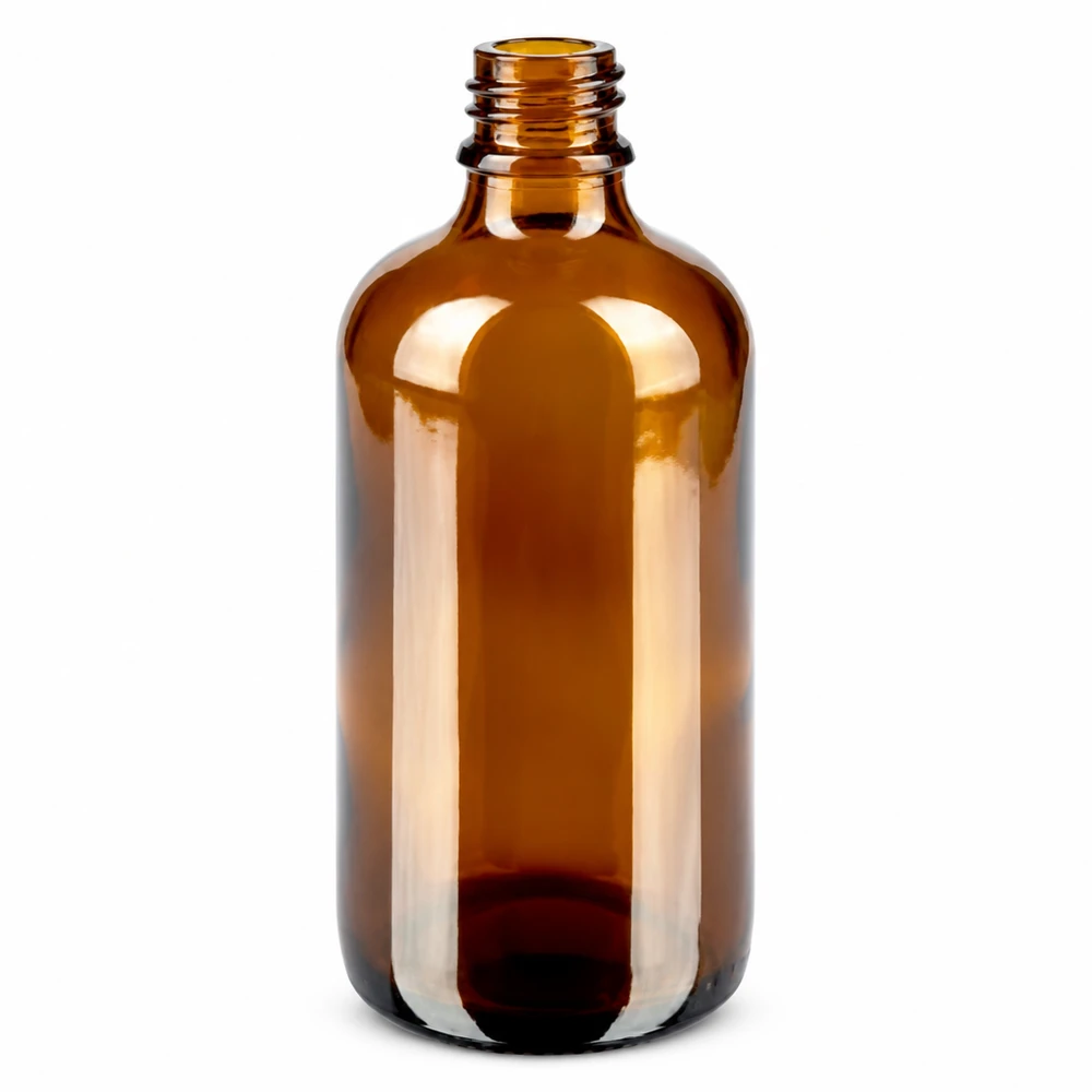 100ml Droppflaska 0,9mm vit standardförslutning BrownLine UT18/100 100 ml apoteksflaska i bärnstensfärgat glas med 0,9 mm droppöppning för exakt mätning