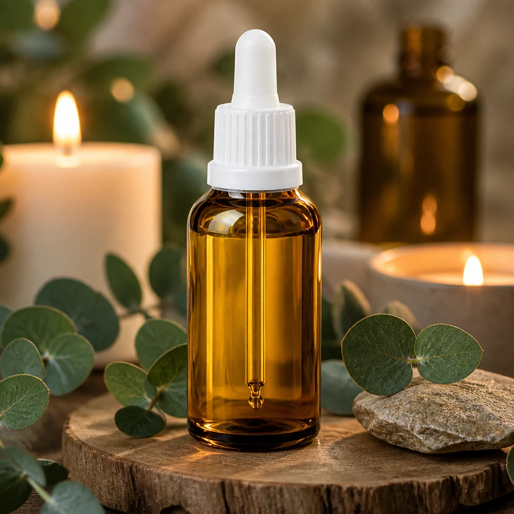 30 ml pipettflaska BrownLine i elegant bärnstensfärg med UV-skydd för aromaterapi