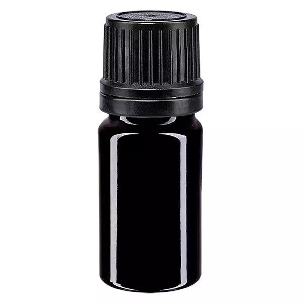 Apoteksflaska violett 5ml dropplock hällring 1mm svart manipuleringssäker förslutning Apoteksflaska violett 5ml dropplock hällring 1mm svart manipuleringssäker förslutning