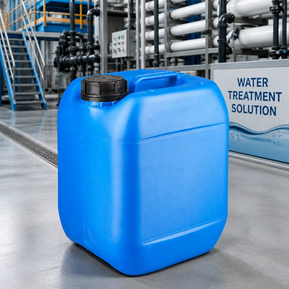 Dunk 5 liter blå med skruvkork med sabotageskydd Vattenreningsbehållare 5 liter, blå, med OV-skruvlock i vattenreningsanläggningen