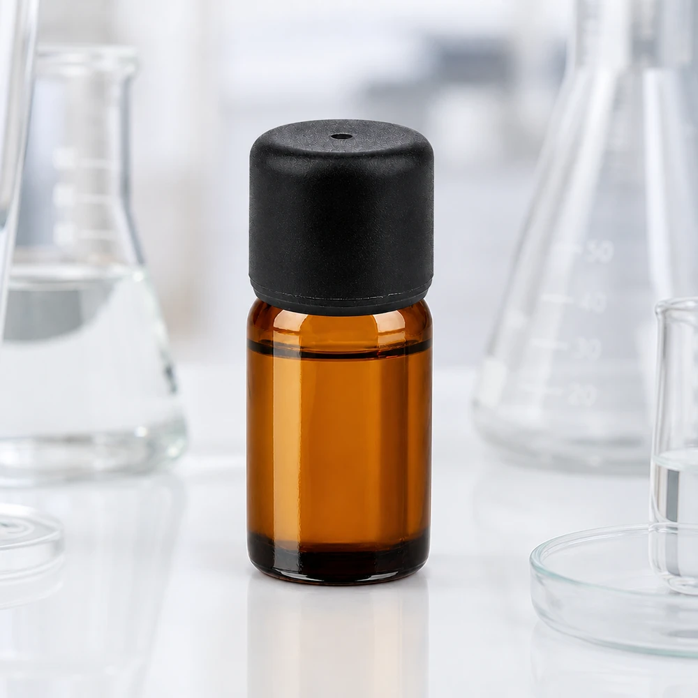 5ml flaska 6mm skruvkork svart standard BrownLine UT18/5 Premium 5 ml bärnstensfärgad glasflaska med 6 mm standardlock för professionella laboratorieapplikationer