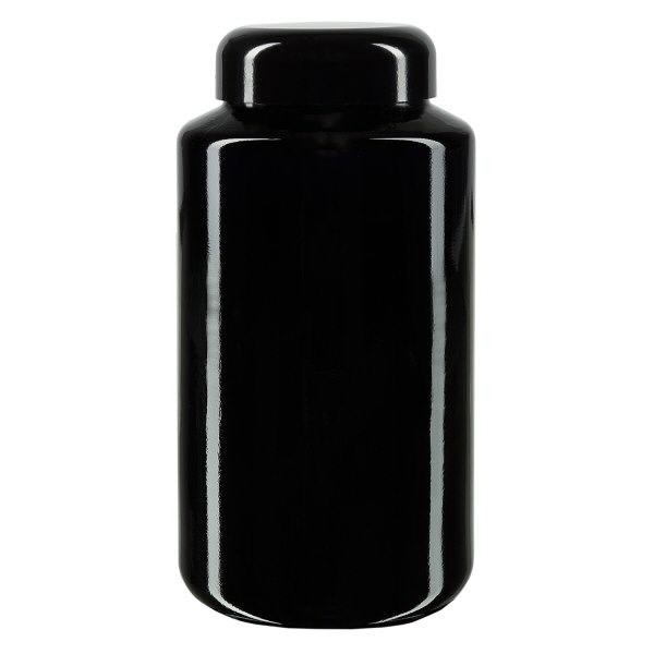 Bredhalsad burk i violett glas 500 ml, med svart lock Bredhalsad burk i violett glas 500 ml, med svart lock