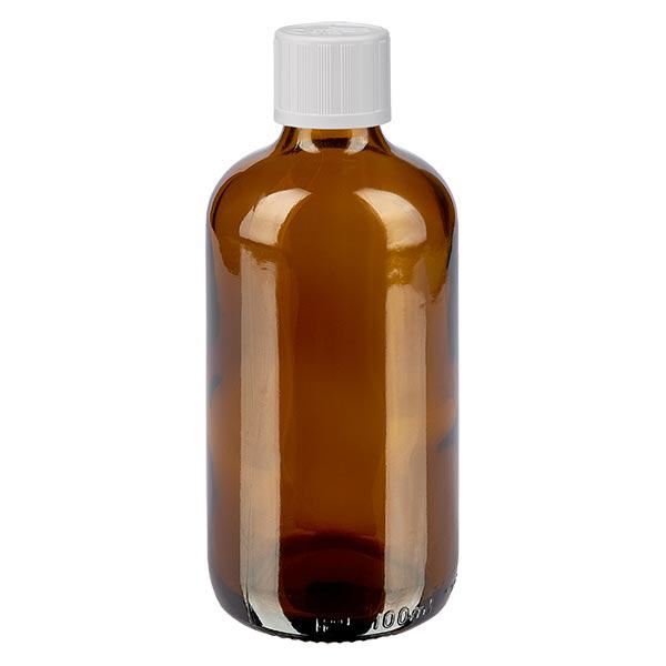 Apoteksflaska brun 100ml droppflaska vit barnsäkerhetsstandard Apoteksflaska brun 100ml droppflaska vit barnsäkerhetsstandard