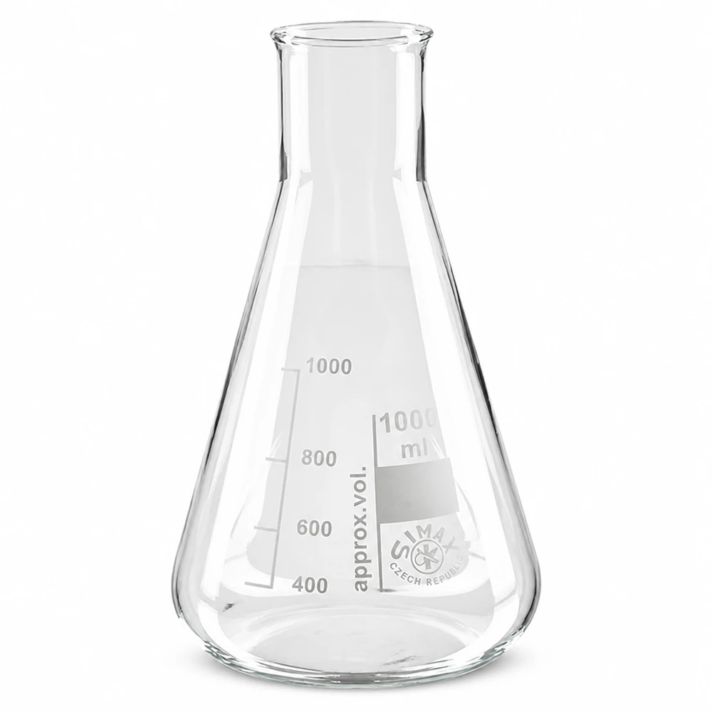 Erlenmeyerkolv 100 ml med vid hals av borosilikatglas för laboratoriebruk