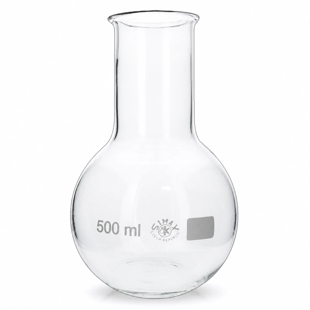 Höftkolv 500ml bred hals Stående kolv 500 ml med vid hals av klart borosilikatglas för laboratoriebruk