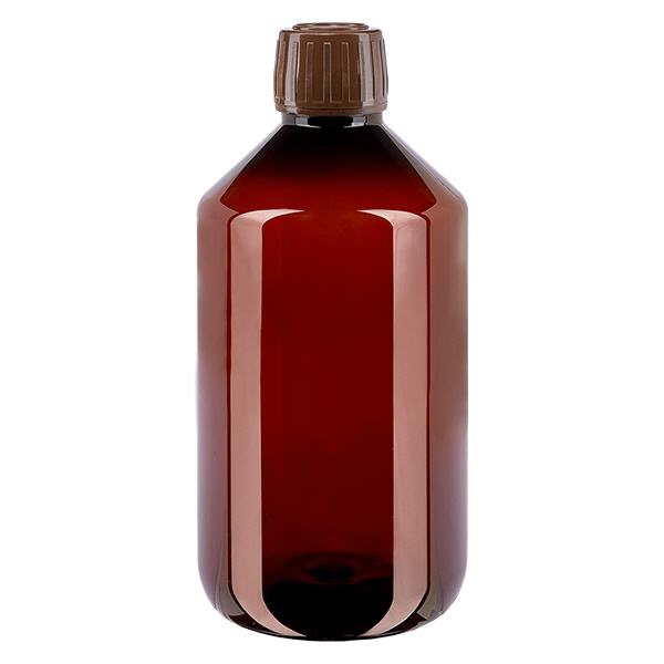 PET-flaska 500ml med brunt säkerhetslock PET-flaska 500ml med brunt säkerhetslock
