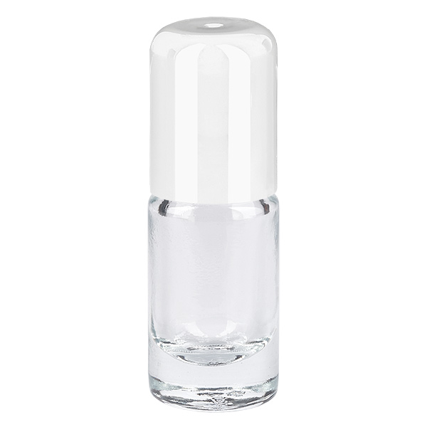 Apoteksflaska klar 5ml roll-on lock vit Apoteksflaska klar 5ml roll-on lock vit