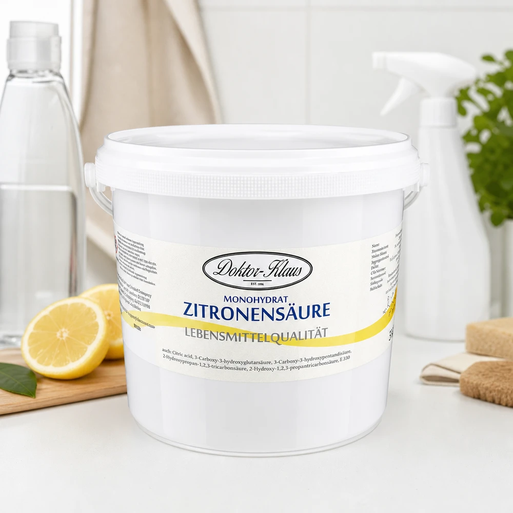Citronsyra 5kg Doktor-Klaus Doktor-Klaus citronsyra 5 kg i en stapelbar vit plasthink med säkert lock