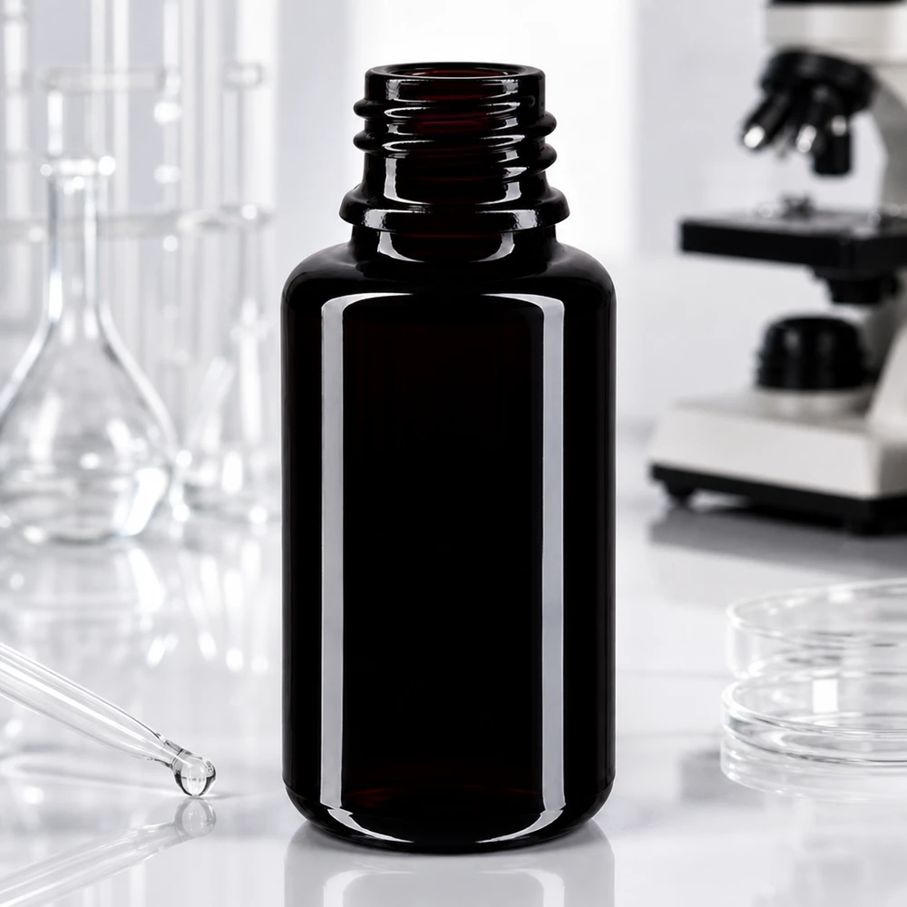 Droppflaska Orion 20ml i mörkviolett glas för exakt laboratorieanvändning av essenser