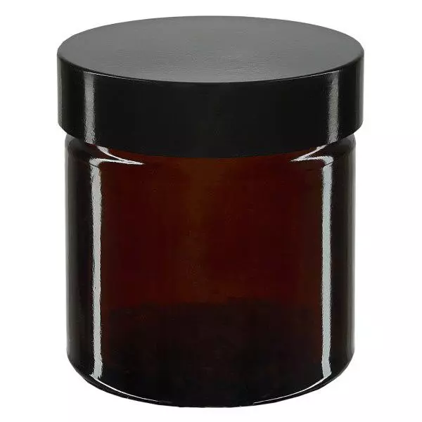 60ml glasburk. brun, med svart bakelitlock ApoGlas 60ml glasburk. brun, med svart bakelitlock ApoGlas