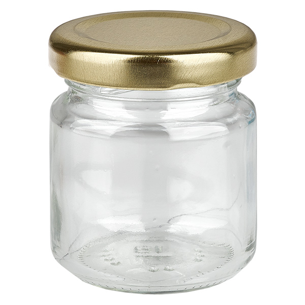 Rund glasburk 53 ml med lock BasicSeal guld UNiTWIST