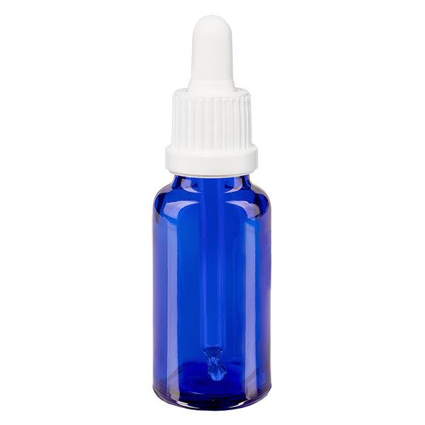 Apoteksflaska blå 20ml pipett vit manipuleringssäkert lock Apoteksflaska blå 20ml pipett vit manipuleringssäkert lock