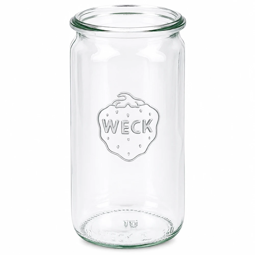 340 ml cylindrisk glasburk WECK RR60 WECK cylinderburk 340ml RR60 konserveringsburk transparent med WECK-logotyp för konservering och förvaring