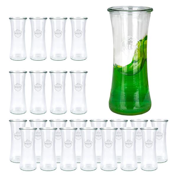 Set med 24 Weck-burkar, runda, för delikatesser, 700 ml Set med 24 Weck-burkar, runda, för delikatesser, 700 ml