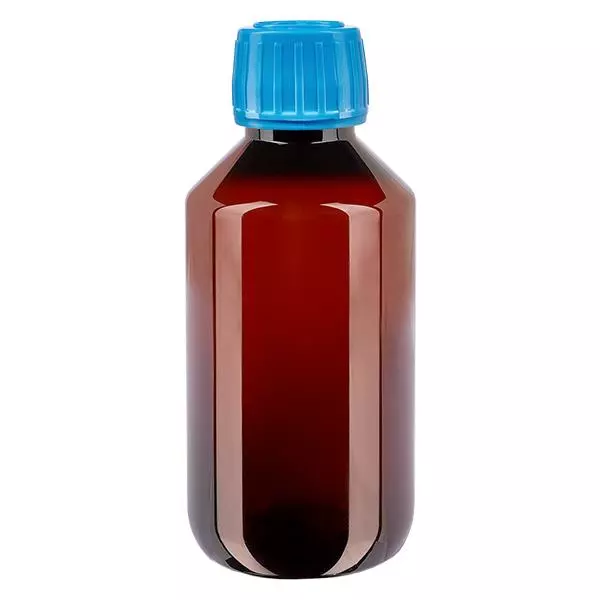 PET-flaska 200 ml med blått säkerhetslock PET-flaska 200 ml med blått säkerhetslock