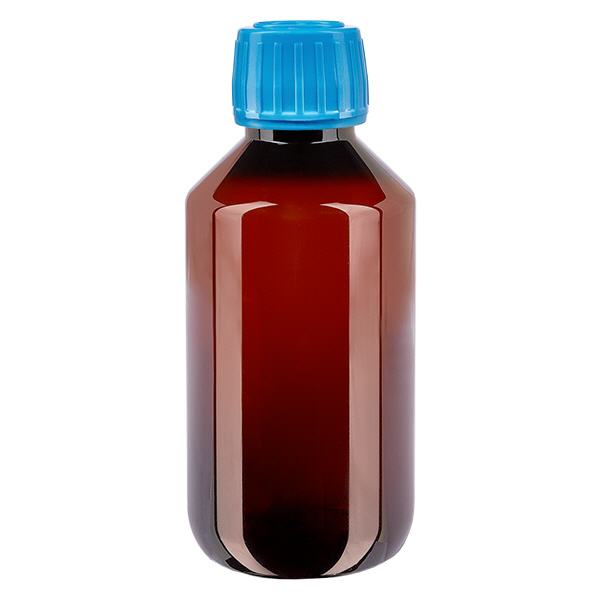 PET-flaska 200 ml med blått säkerhetslock PET-flaska 200 ml med blått säkerhetslock