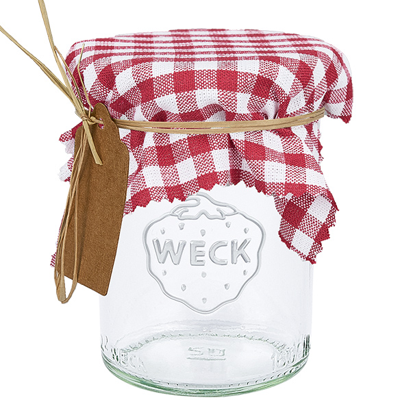 Smyckes servett i tyg med rödbrunt rutmönster, 12 cm i kvadrat