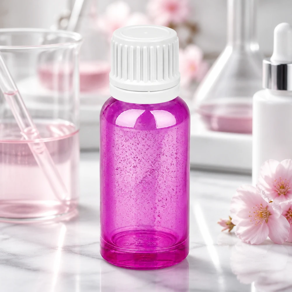 20ml droppflaska 0,7mm vit Originality skruvkork PurpleLine UT18/20 Liten 20 ml droppflaska i trendigt lila med vitt lock för exakt dosering