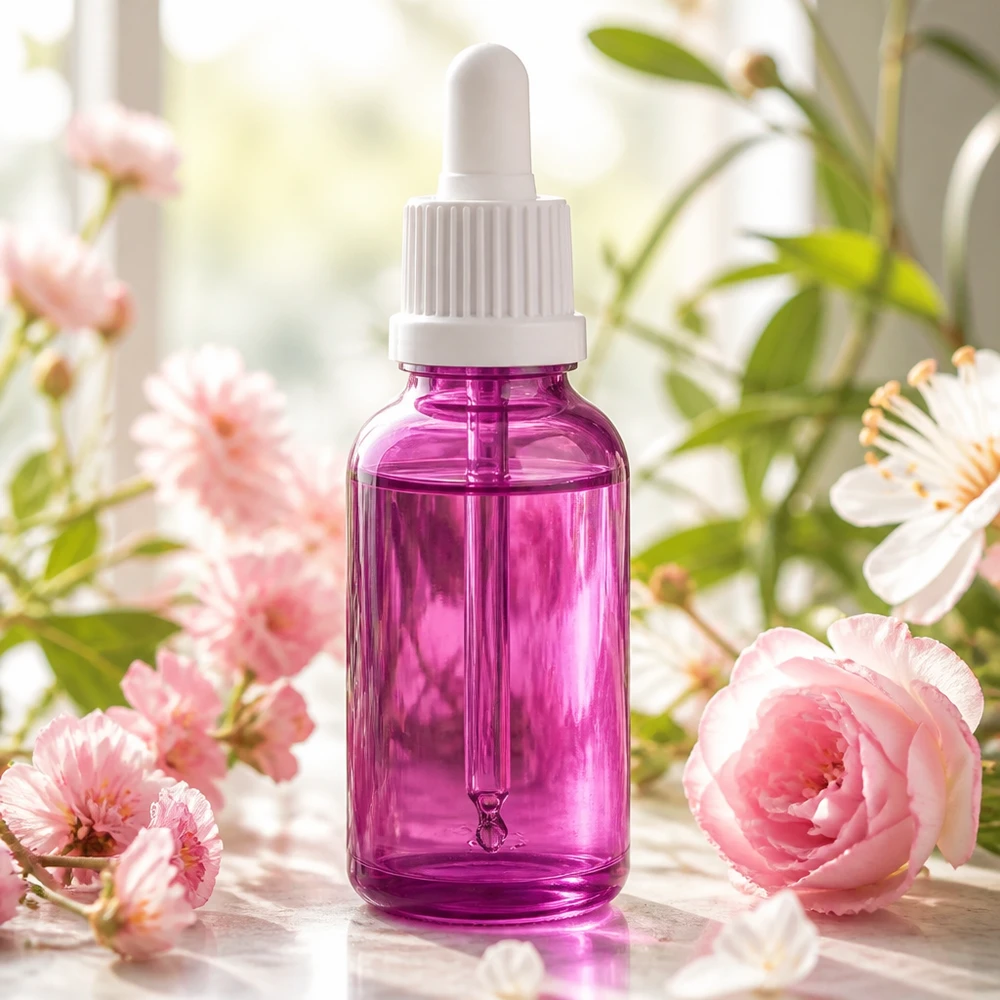 30ml pipettflaska vit originalitet skruvkork PurpleLine UT18/30 30 ml violett pipettflaska med vitt skruvlock för aromaterapitillämpningar