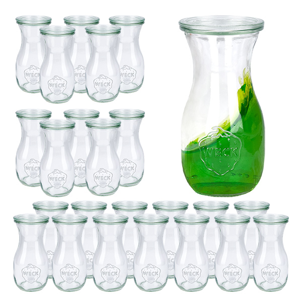 Set med 24 burkar Weck 290 ml för juice med 24 glaslock Set med 24 burkar Weck 290 ml för juice med 24 glaslock