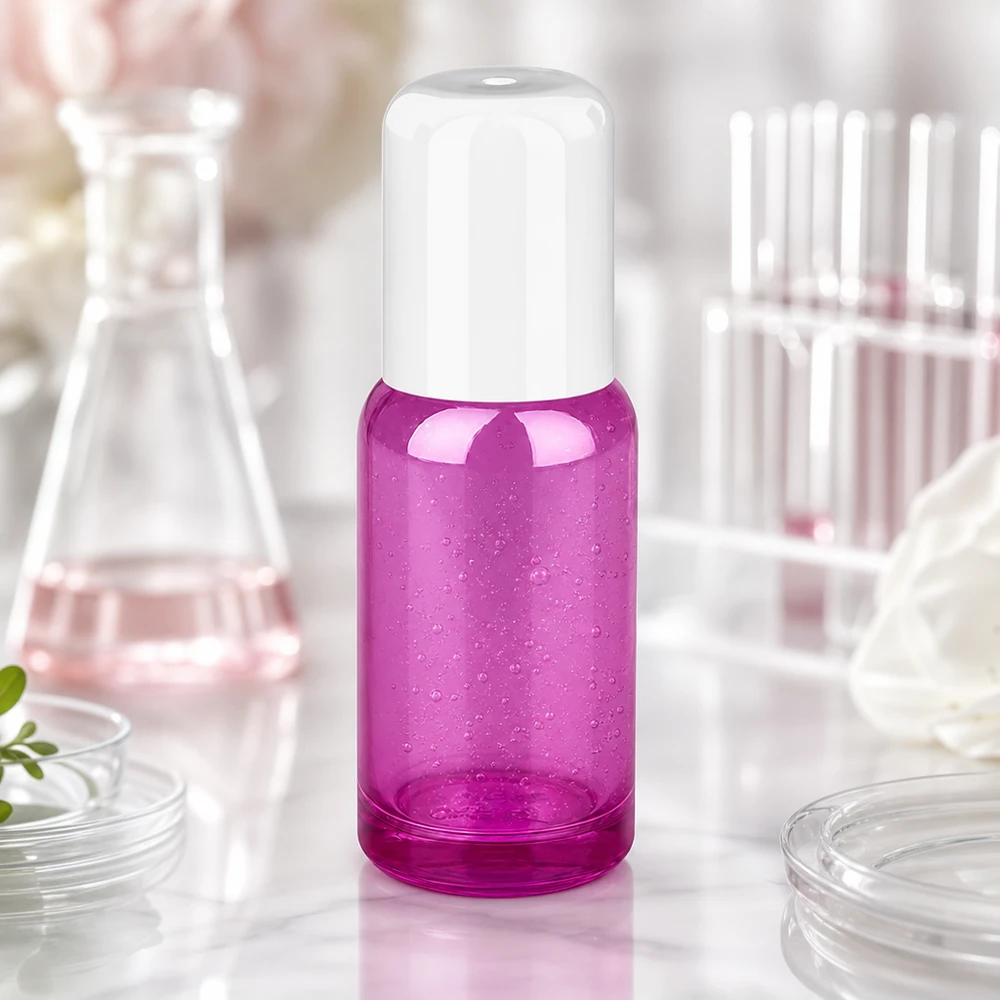 20ml roll-on flaska vit standard PurpleLine UT18/20 Kompakt 20 ml roll-on-flaska med vitt lock i ljuslila färg för användning i farten