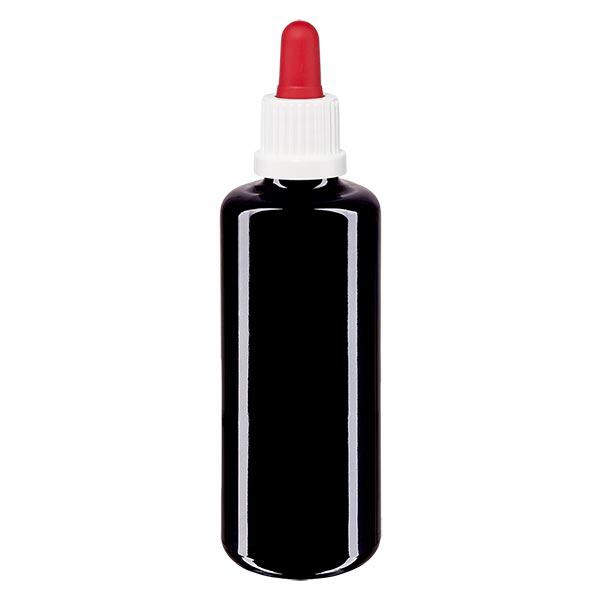 Apoteksflaska violett 50 ml pipett vit / röd manipuleringssäker förslutning Apoteksflaska violett 50 ml pipett vit / röd manipuleringssäker förslutning