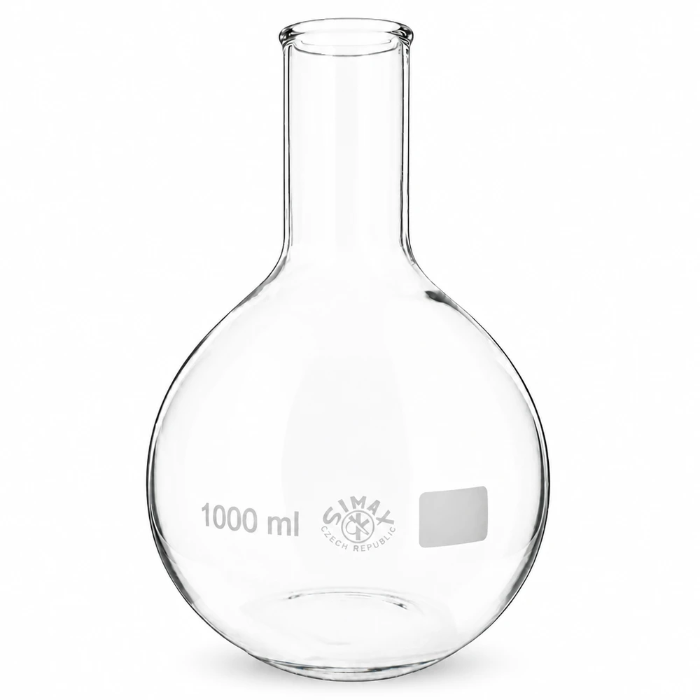 Stående kolv 1000ml smal hals Rundkolv 1000 ml med lång hals för exakt destillering och kemisk syntes i laboratoriet