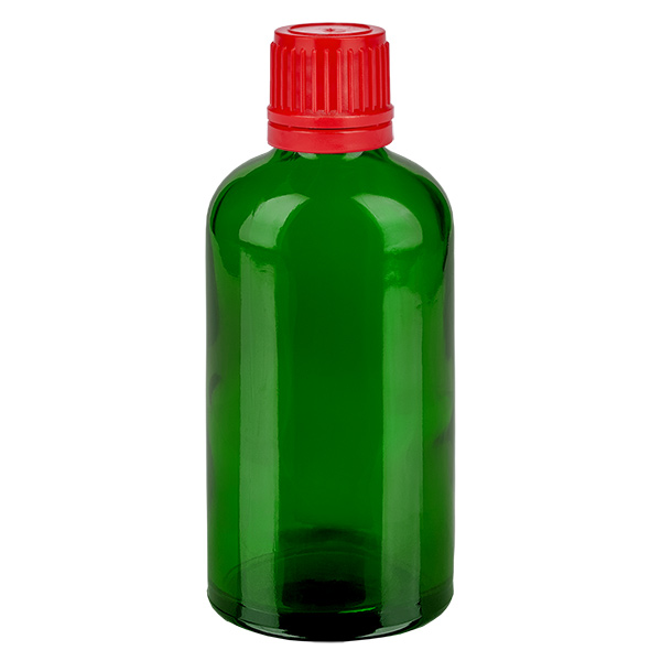 100ml flaska 11mm skruvkork röd med sabotageskydd GreenLine UT18/100