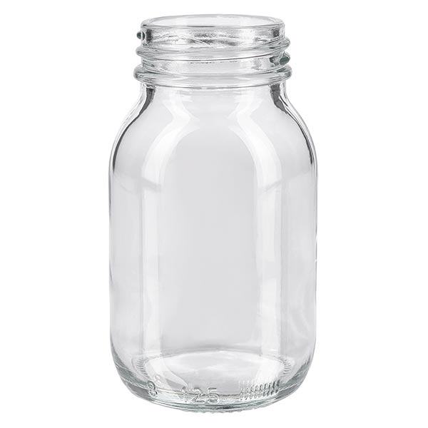 125 ml flaska med vid hals, klarglas