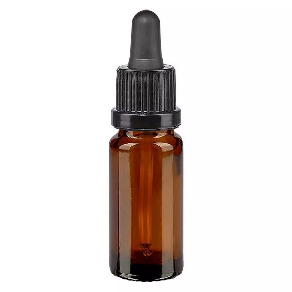 Apoteksflaska brun 10ml pipett svart/svart OV Apoteksflaska brun 10ml pipett svart/svart OV