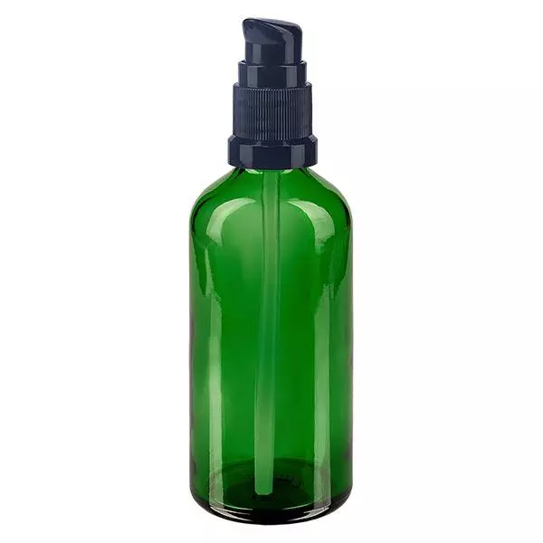 Apoteksflaska grön 100ml pumplock svart standard Apoteksflaska grön 100ml pumplock svart standard