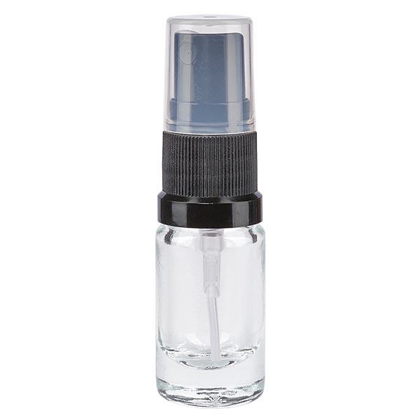 Apoteksflaska klar 5ml med spraytopp svart Apoteksflaska klar 5ml med spraytopp svart