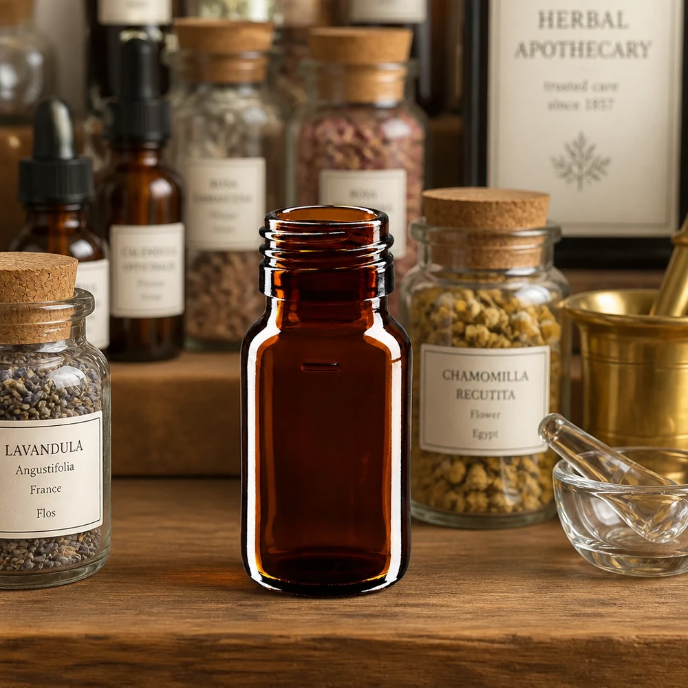 30ml medicinflaska brun, utan lock PP28 ApoGlas Kompakt brun glasflaska 30ml PP28 för örtextrakt och naturläkemedel