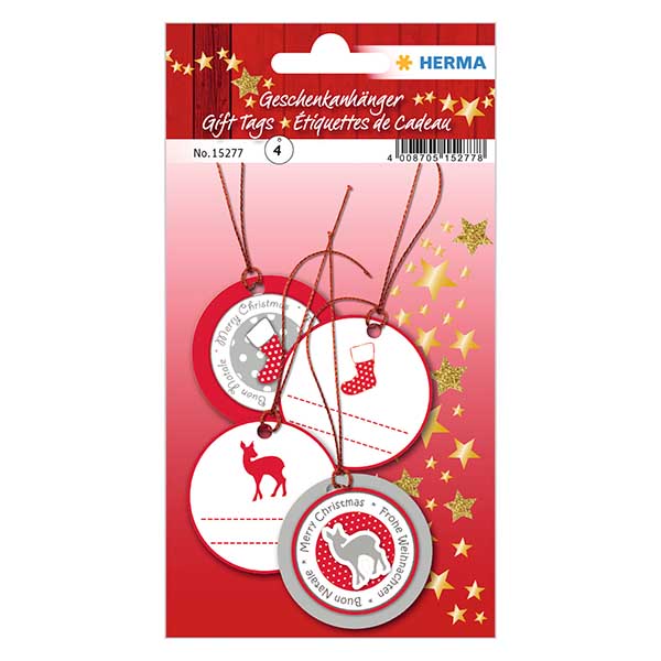 Red fawn-hänge (4 st) med 3D-glitter