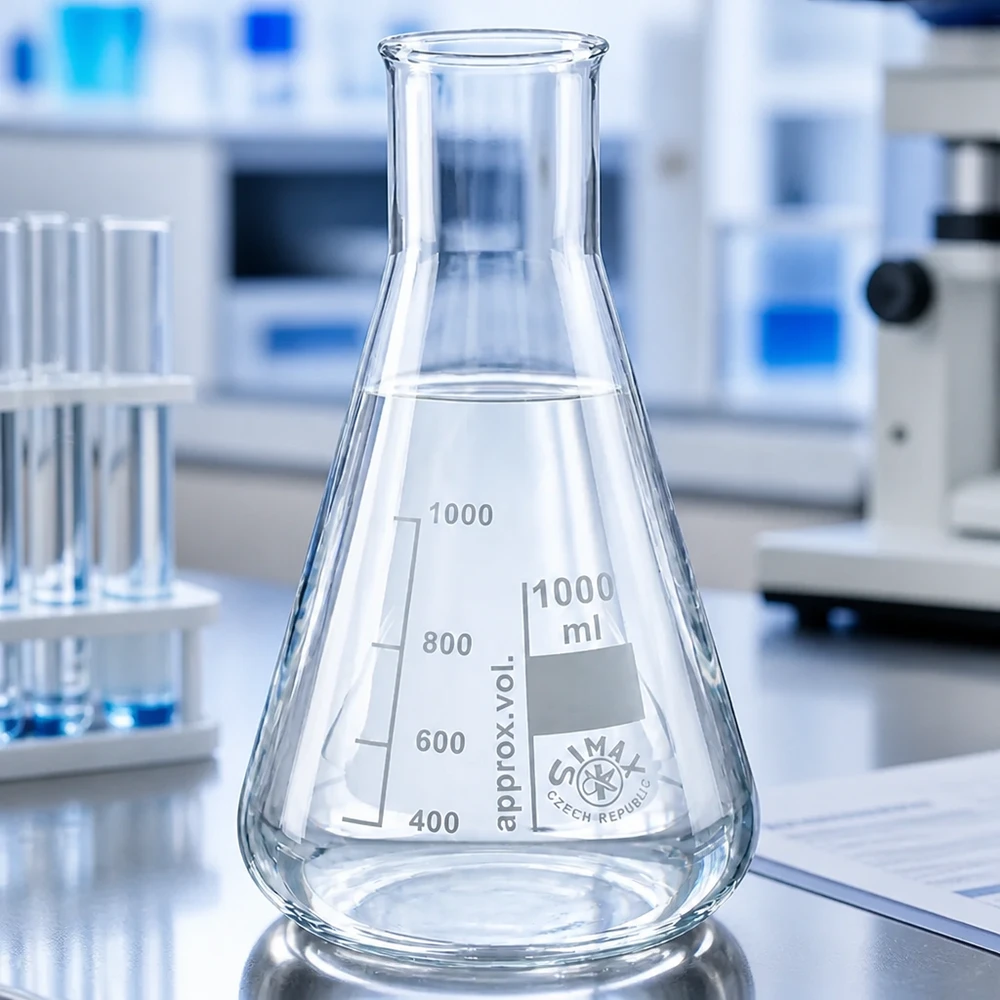 Erlenmeyerkolv 100 ml med bred hals Erlenmeyerkolv 100 ml med bred hals och gradering för exakta mätningar i laboratoriet