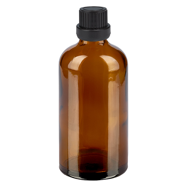 100ml Droppflaska 2mm svart med säkerhetsförslutning BrownLine UT18/100
