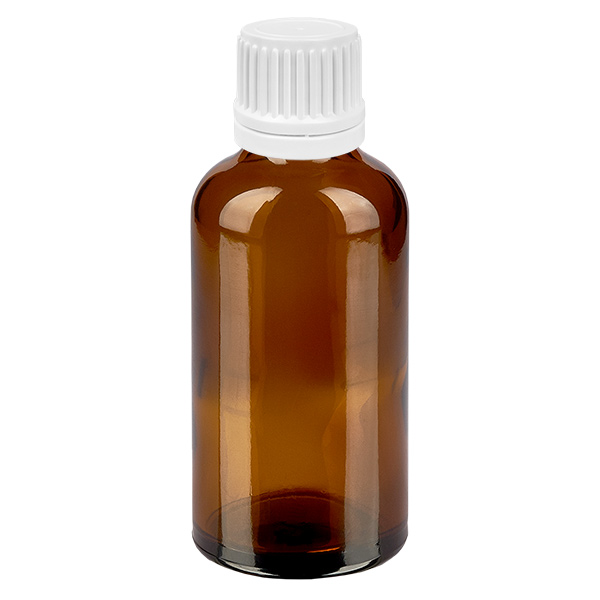 50 ml Droppflaska 0,7 mm vit med säkerhetsförslutning BrownLine UT18/50